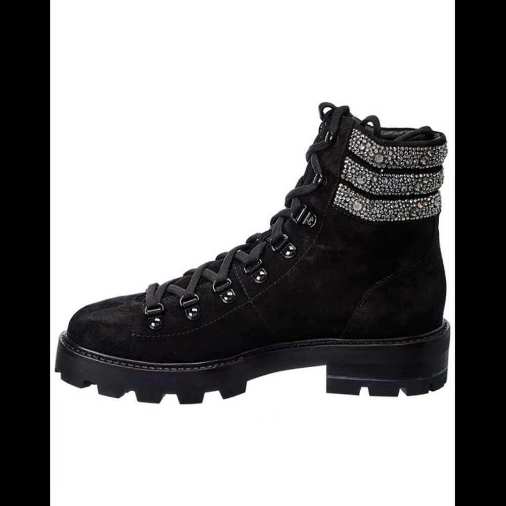 Jimmy Choo Eshe Suede Hiking Boot Black Size 38.5